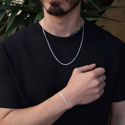 Grumet 2 mm Silberkette und Armband-Set