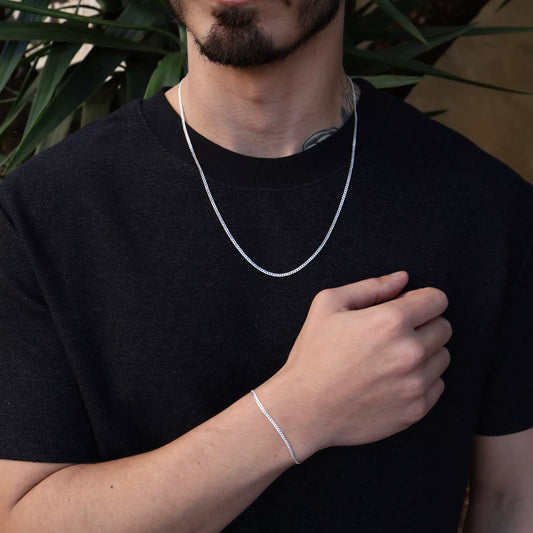 Grumet 2 mm Silberkette und Armband-Set